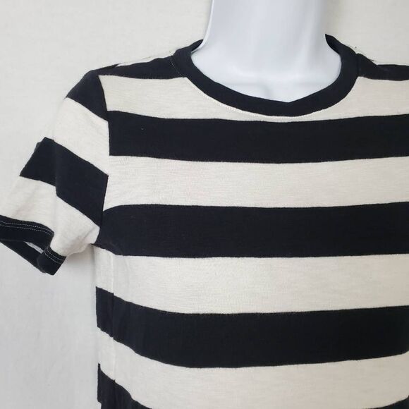 Marled Essentials Black White Striped Tee XS - Picture 2 of 6